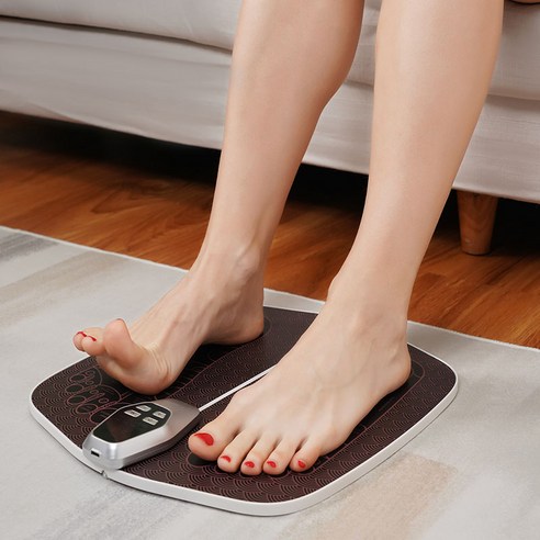 EMS 발 마사지 패드 발마사지기 저주파 발매트 안마기 무선 리모컨, 다갈색