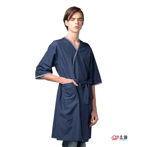 요들 (YODEL) 턴포인트 손님 가운 (BB-010) 블루 색상 프리사이즈 뷰티 미용 피부관리 마사지 스파 손님가운, 1개