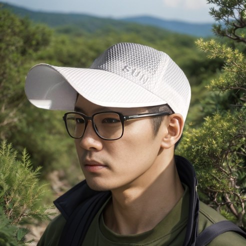 긴챙 썬 메쉬모자 대두모자 골프 러닝 마라톤 메쉬캡 모자 11cm 롱챙모자 소두효과, 화이트, 1개