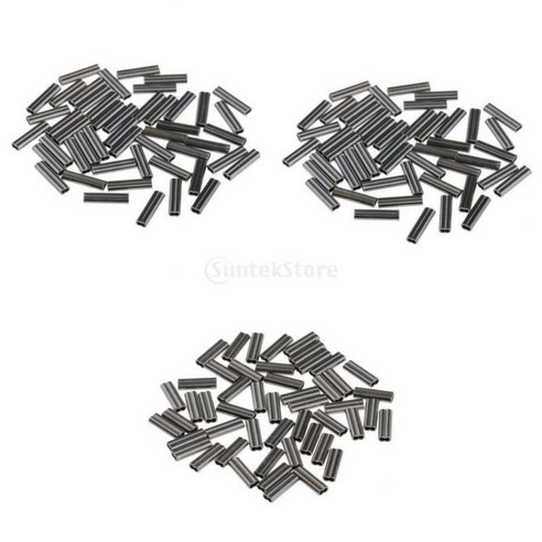 장비 제작을 위한 150 X 더블 배럴 구리 크림프 슬리브 낚시 크림프, 검은 색, 1.0mm 및 0.8mm