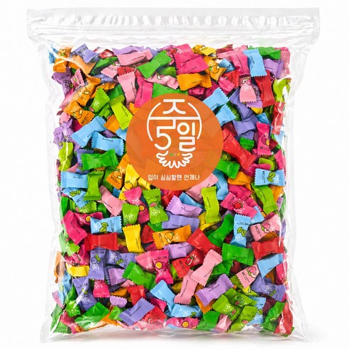 [주5일] 더 쎈게 왔다. 12가지 과일맛 무설탕 캔디 대용량, 2개, 1kg