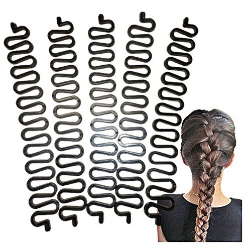 머리땋는 도구 헤어 스타일링 헤어 땋기 DIY 5pcs, 5개, 블랙