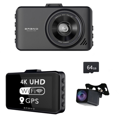 ANKRIC 블랙박스 4K UHD/FHD 전후방 2채널 GPS 와이파이 64G