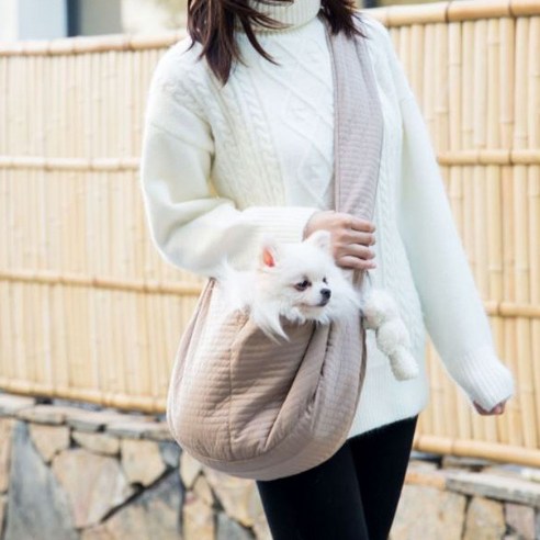 레오펫 강아지 고양이 포대기 애착 슬링백, 브라운 M