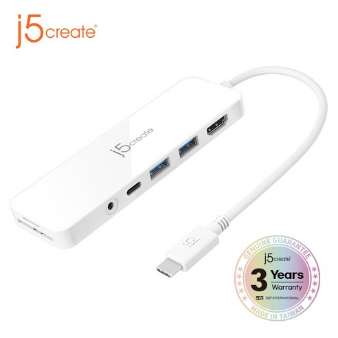 [j5create] JCD373 USB-C타입 멀티허브 7in1, 단품