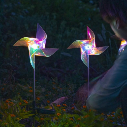 태양광 LED 정원조명등 정원경관등 풍차등 잔디장식등 아웃도어 가든 램프, 풍차등높이66cm*2pcs
