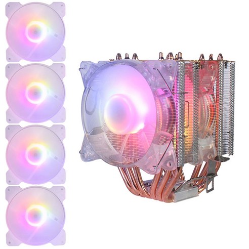 Xzante 6 동관 CPU 라디에이터 섀시 팬 동기 조명 1150AMD1366 2011 크리스탈 라이트 듀얼 + 4X, 투명한