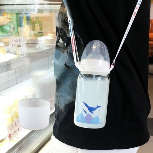 한국어 스타일 귀여운 컵 졸업 짚 성인 크리 에이 티브 유리 컵 여학생 젖꼭지 컵 휴대용 컵, 330ml돌고래스케일240_옵션1