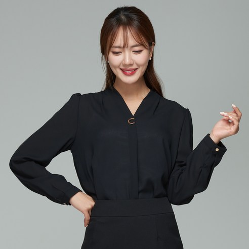스무날 골드 C버클 긴팔 블라우스