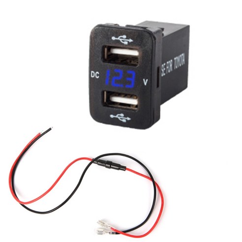 12V 듀얼 USB 포트 자동차 충전기 소켓 전압계 4.2A Toyota 용 전원 어댑터, EU