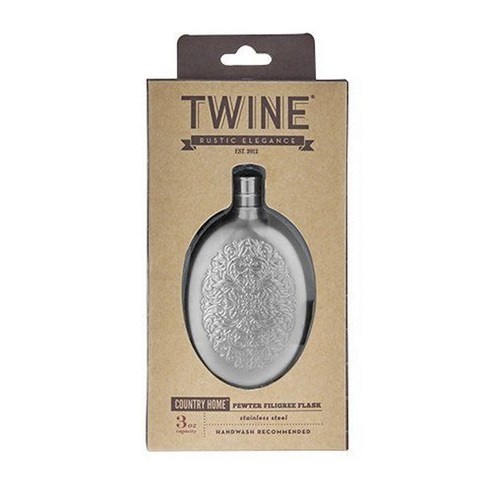 트와인 컨트리 홈 퓨터 필리그리 스테인리스 스틸 플라스크 88.7ml, 1개, Silver