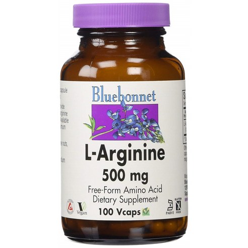 블루보넷 L-아르기닌 500mg 브이캡 글루텐 프리 비건, 1개, 100정