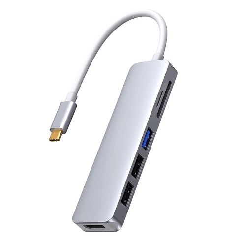 MacBook Pro 용 USB C 허브 HDMI 어댑터 Mokin 5 in 1 USB-C HDMI 동글 SD / TF 카드 판독기 및 2 개의 USB 3.0 포트, 하나, 보여진 바와 같이