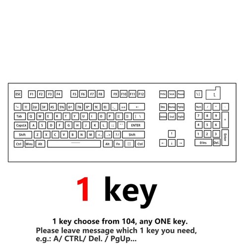 별도의 싱글 키캡 ABS 더블 샷 104 보조 키 6.25u 스페이스바 Esc Crtl WASD, [05] Yellow Color, [07] 1 key, 한개옵션2, 05 Yellow Color