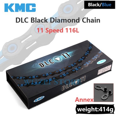 KMC DLC 11 스피드 체인 MTB 자전거 다이아몬드 체인 초경량 블랙 레드 116/118L X11 산악 자전거 11V 체인 Shimano Sram 용, 1 건, DLC Black Blue