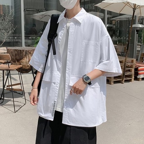 남성 오버핏 포켓 디자인 데일리 바다 셔츠 fnv*89131Pz