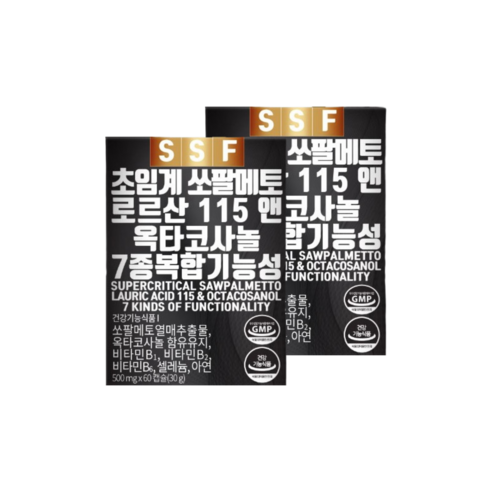 순수식품 쏘팔메토 로르산 115 옥타코사놀 2박스(총 4개월분) 전립선 건강 소팔메토 쏘팔매토, 60정, 2개