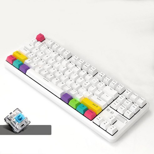 DKaony K870T 블루투스 듀얼 모드 기계 키보드 87 키 바탕 화면 컴퓨터 및 태블릿을위한 RGB 게임, K870TRGB 그린 샤프트, 1, 일반형