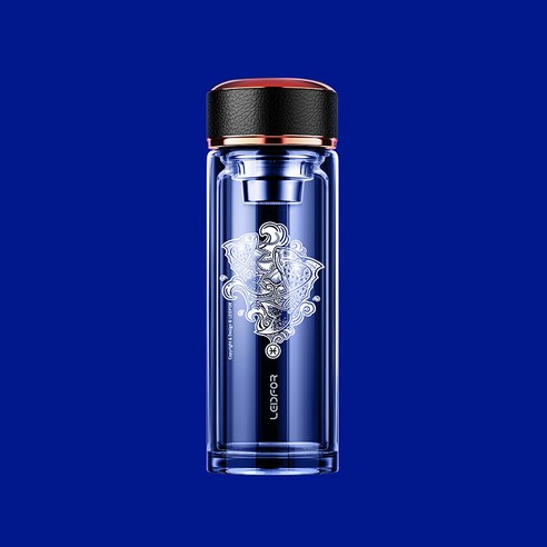 Redf 더블 레이어 유리 인쇄 차 컵 물 컵 [원래 저작권 암], 물고기 자리, 500Ml