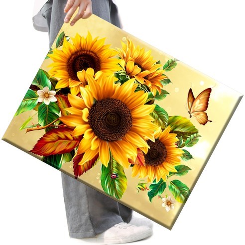 FASEN 액자 보석십자수 캔버스형 DIY 키트 40 x 50 cm, 1세트, FAN34.해바라기와 나비3
