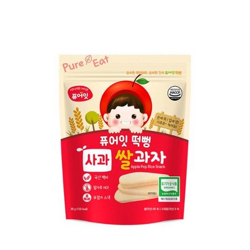 퓨어잇 떡뻥 유기농 사과 쌀과자 [10+2]사과떡뻥, 사과, 30g, 12개