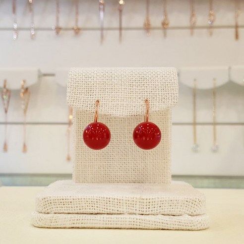 붉은 산호빛 행운을 담은 은빛 링, 산호 진주 실버 링 귀걸이