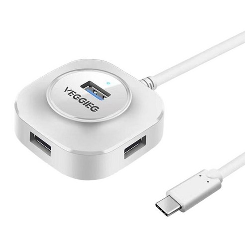 4 포트 USB 허브 멀티포트 커넥터 고속 확장 분배기 어댑터 노트북 PC 키보드 데스크탑 마우스용 익스텐더, 3.0 화이트 1m., 77.5x68x30mm., ABS 플라스틱