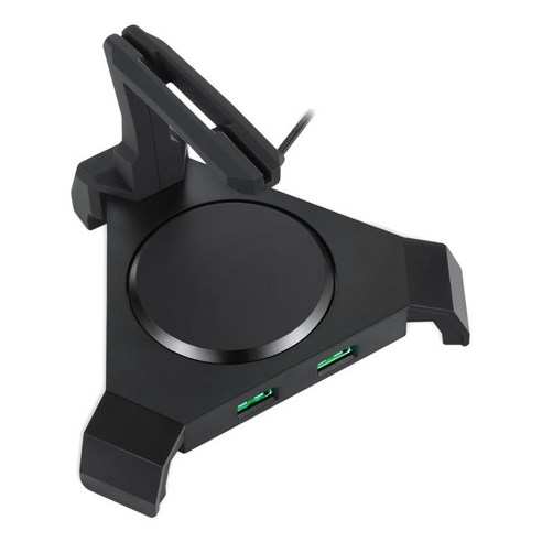 Q20 게임용 마우스 번지 케이블 홀더 4 포트 다기능 헤드셋 RGB 조명 PC USB 2.0 허브 사무실 책상 주최자 경쟁, 143.5x124x29.5mm, 플라스틱 실리콘, 검은 색