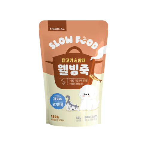 웰빙죽_닭고기&황태120g 면역력향상 강아지영양죽 고양이간식 원기회복, 혼합맛(닭고기/황태), 120g, 2개