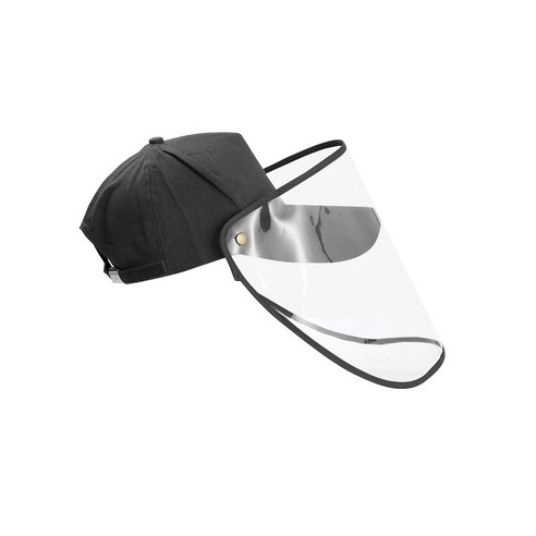 유니섹스 페이스 프로텍션 야구 모자 탈부착 투명 바이저 페이스 프로텍션 캡, 검은색