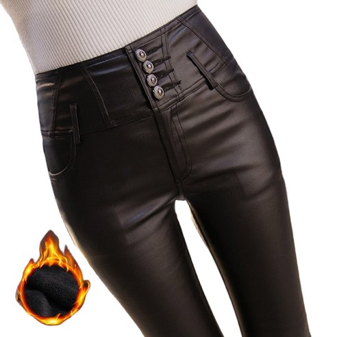 여성 가을겨울 가죽 바지 기모 슬림핏 하이웨이스트 스판 팬츠 Women's leather pants