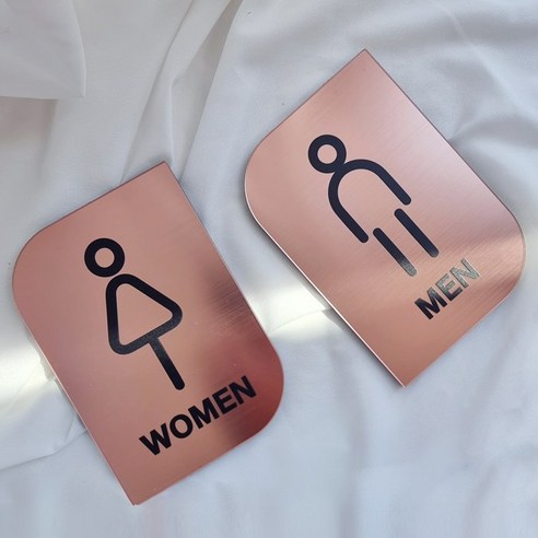 인테리어 화장실 표지판 안내판 남자 여자 메탈 문패, 1개, 화장실남녀 A (L사이즈)-로즈골드