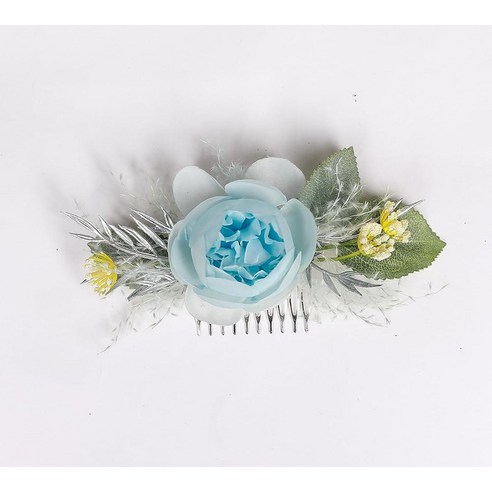 Dusty blue ivory pampas grass hair comb blue silver ivory rustic hair piece