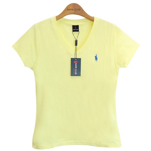 라파클럽 여성 슬림핏 브이넥 반팔 티셔츠