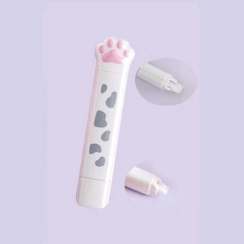 씨앤초이스 고양이발 2in1 수정&양면테이프 3개입 접착풀 문구 사무용품 휴대용 필기구 꾸미기, 화이트x3