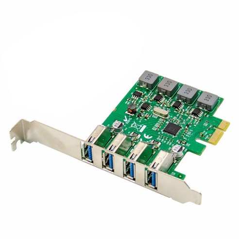 Xzante PCI-E VL805 4포트 초고속 USB3.0 유형 AF 확장 카드 3A/포트 PC용 내부 전원 공급 장치, 녹색