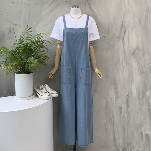 와이드 청 멜빵 점프슈트 with 포켓 두줄 끈 – 행복여신상무배 후아유오버롤