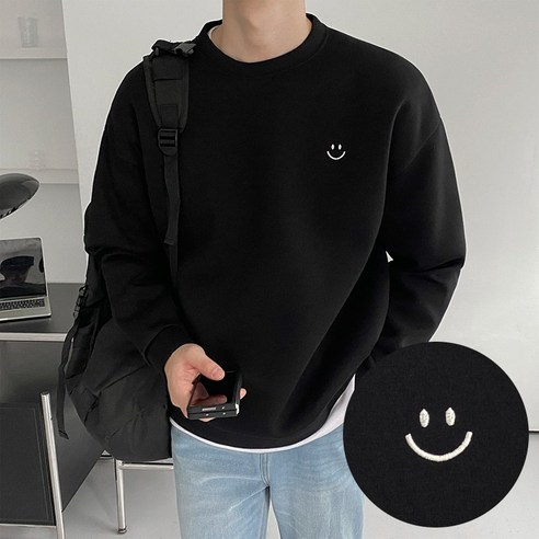 고퀄리티 주름제로 네오 이모티콘 자수 맨투맨