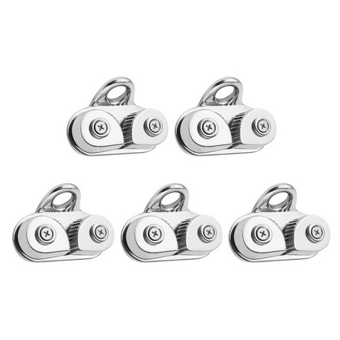 5 조각 보트 요트 캠 클리트 w/3-15mm 라인 로프 용 리딩 클리트, 316 스테인레스 스틸, 실버