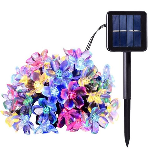 태양광 벚나무 램프 5m 20전구 정원등 led 태양광 8가지 모드 캠핑 옥외전구, 3개, colored light