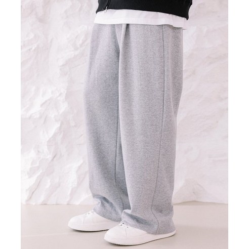 MACASITE 마카사이트 One-tuck banding wide sweatpants Melange gray 125407