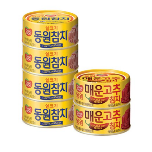 참치캔 동원 살코기참치 100g x 4p + 매운고추참치 100g x 2p, 7세트