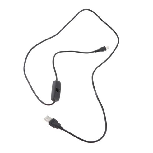라스베리 파이 3 USB 어댑터 코드 마이크로 USB 5P 용 전원 USB 스위치 케이블, 1m., 검은 색, 플라스틱