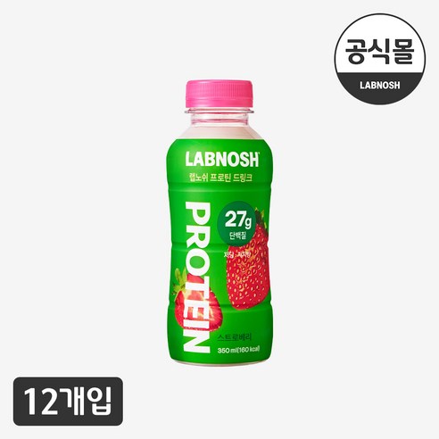 랩노쉬 프로틴 드링크 스트로베리, 350ml, 12개