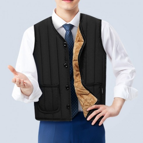 브이넥 발열 조끼 공용 기모 베스트 겨울 정장 이너