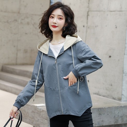 DFMEI 여성 작업복 트렌치 코트 새로운 봄 가을 캐주얼 패션 느슨한 한국어 스타일 작은 후드 탑 패션