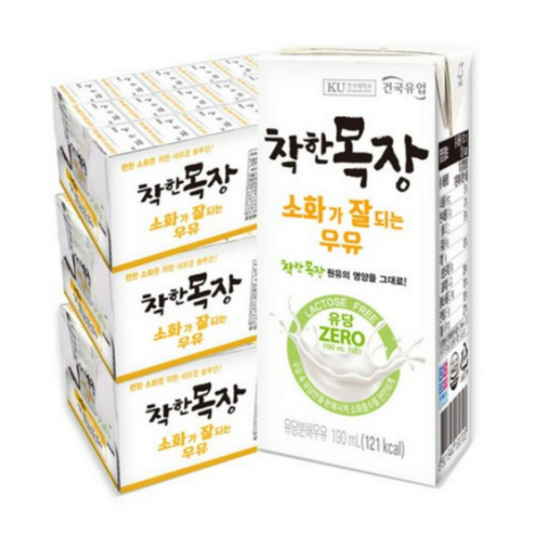 [건국유업] 착한목장소화가잘되는멸균우유 24입, 190ml, 24개