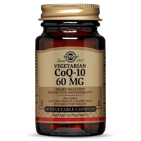 솔가 베지테리안 CoQ-10 60mg 베지터블 캡슐 글루텐 프리 무설탕 비건, 1개, 30정