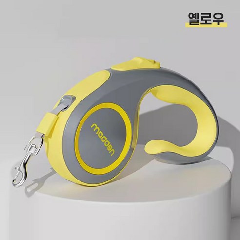 낭만생활 꼬임방지 반려동물 원터치 자동 리드줄, 옐로우 3m