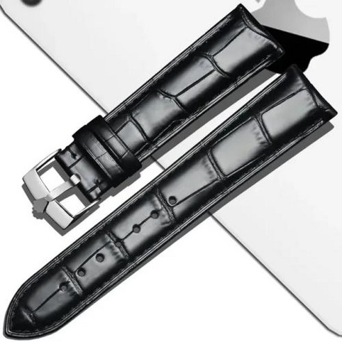 롤렉스 요트 마스터 및 서브마리너 시계용 프리미엄 가죽 교체 스트랩 데이토나 21mm 20mm, 1개, 5) Black gold buckle - 19mm